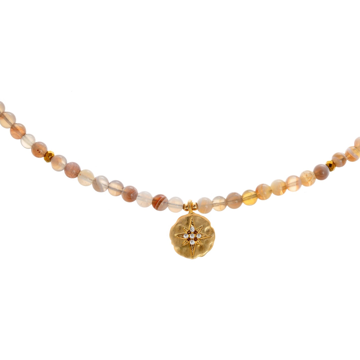 Stardust Centauri Necklace - Botswania Agate - Gold