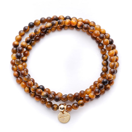 Amuleto Wrap Tigers Eye Bracelet - 4mm Gold