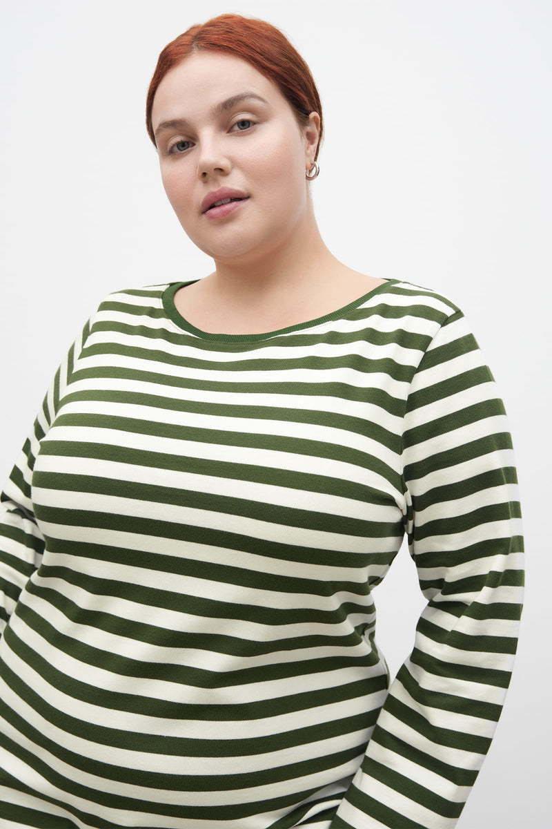 Breton Dress - Deep Green Stripe