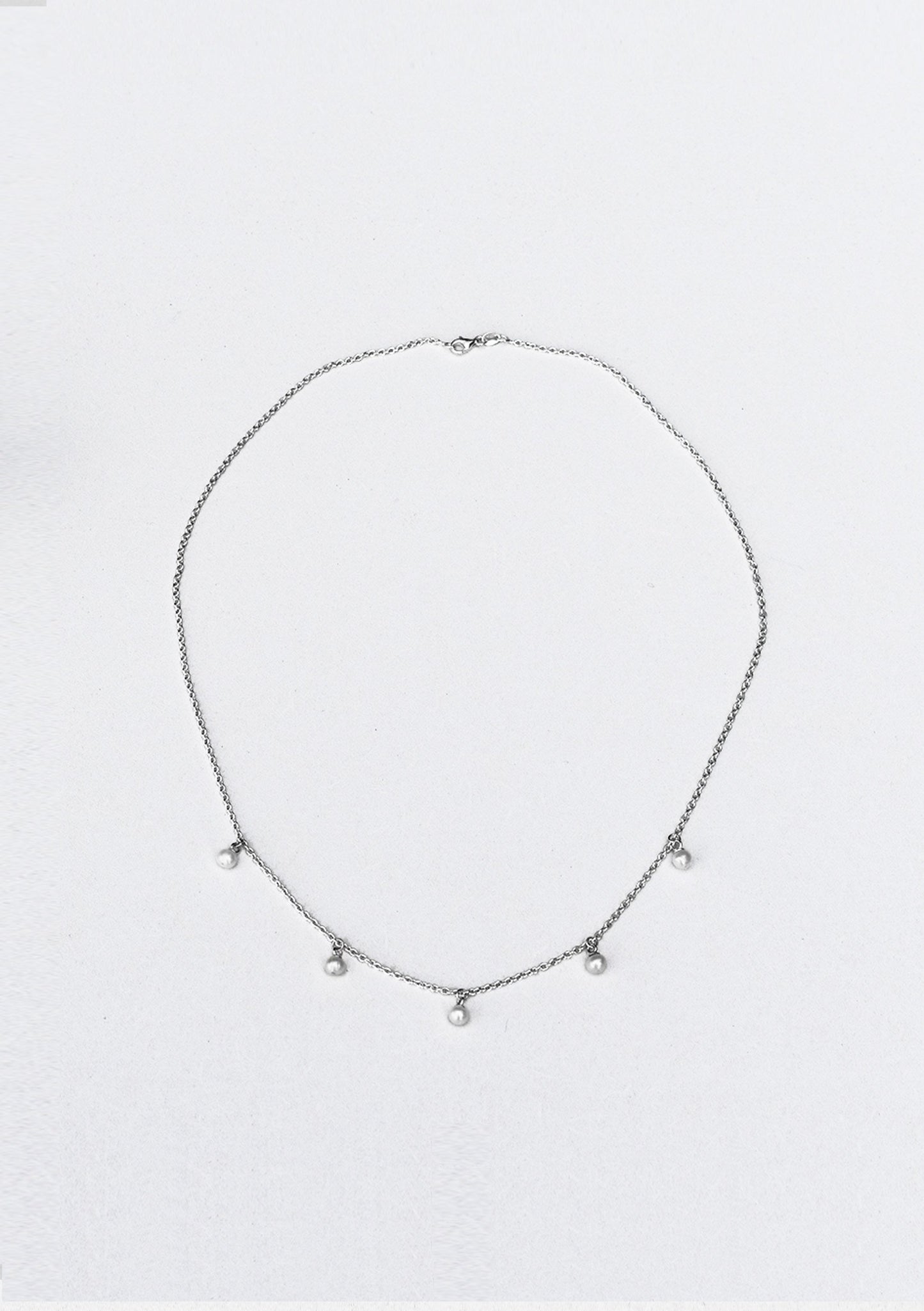 Five Pearl Necklace - Silver