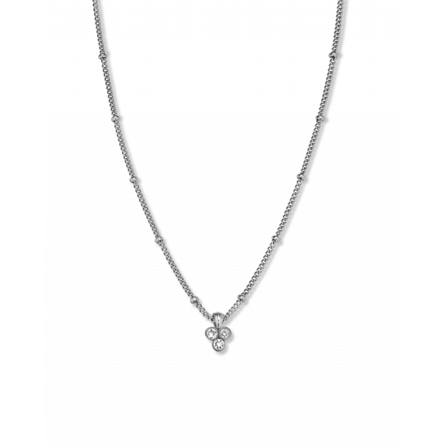 Triple Crystal  Necklace - Silver - J442